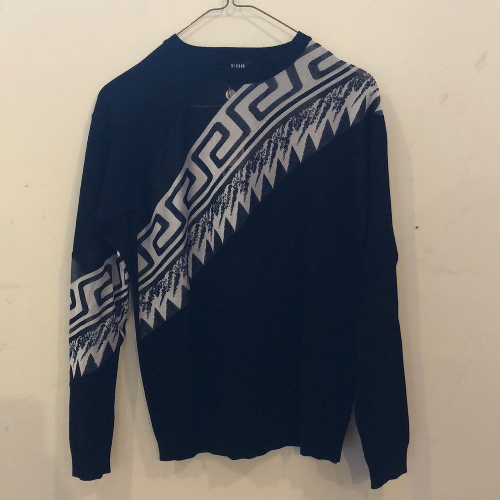 Versus asymmetrical graphic sweater.